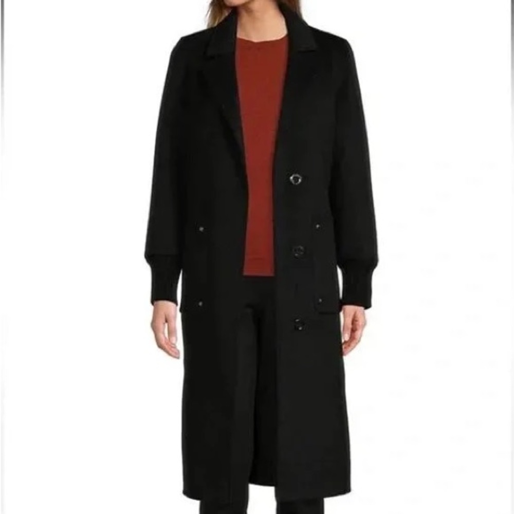 COPY - Antonio Melani Sydney Fur Pocket Coat Black Wool Blend 14 NWT $399